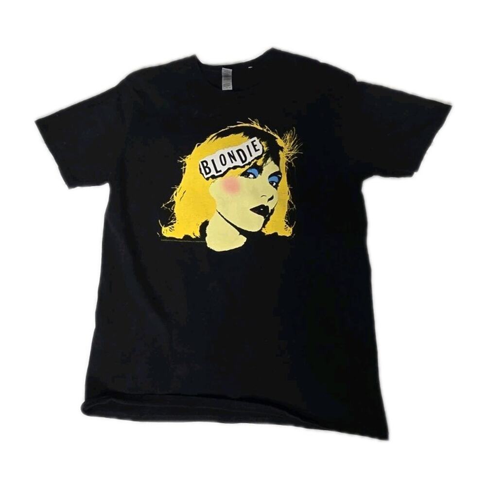 Blondie Face T Shirt Mens Rock and Roll Music Band Tee New Black (Size Large)